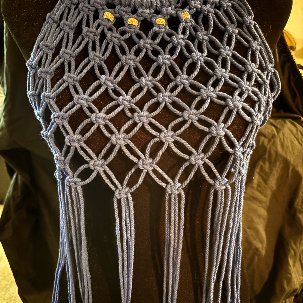 Hand Crafted Blue Macramé Top